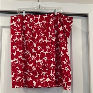 Talbots Red Floral Pencil Skirt